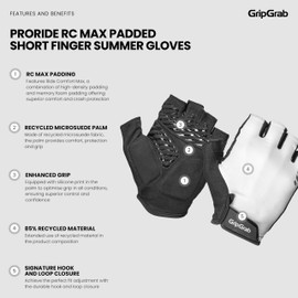 GripGrab ProRide RC Max Padded Short Finger Summer Cycling Gloves Comfortable Cushioned Fingerless Bike Glove Anti-Slip
