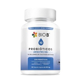 Bio B | Probióticos Adultos 50+ con 10 billones UFC y cepas especializadas + prebióticos | 30 cápsulas veganas