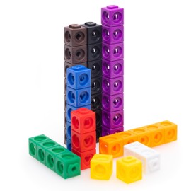 Maths Cubes - 100-Piece Set of Fidget Linking Cubes for Early Learning and Maths, with 10 Colours and Geometric Shapes, Perfect for Classroom and Home