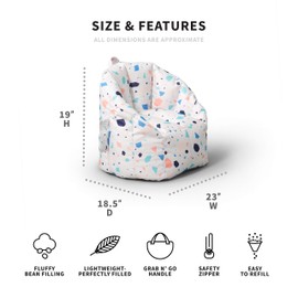 Big Joe Milano Kid's Bean Bag Chair, Dolce Terazzo Lenox, 2ft Small