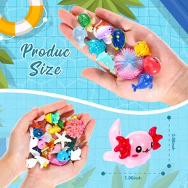 Qunclay 72 Pcs Ocean Mini Figurines Resin Axolotl Miniature Animals Figurine Tiny Resin Trinkets Marine Aquarium Ornaments Dollhouse Decorations for DIY Fish Tank Potted Garden Accessory (Novel)