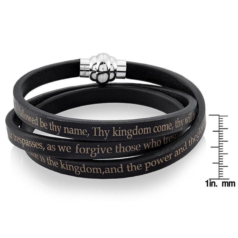 West Coast Jewelry Lord's Prayer Leather Wrap Bracelet - 7.5