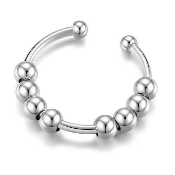 Kenivira Silver Anxiety Rings for Women,Open Adjustable Fidget Rings with