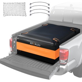 Truck Bed Cargo Bag with Cargo Net, 26 Cubic Feet (51''x40''x22''), 4'x6' Cargo Net Stretches to 8'x12', 100% Waterproof Heavy Duty PVC, Fits Any Truck Size, Convenient for Installation