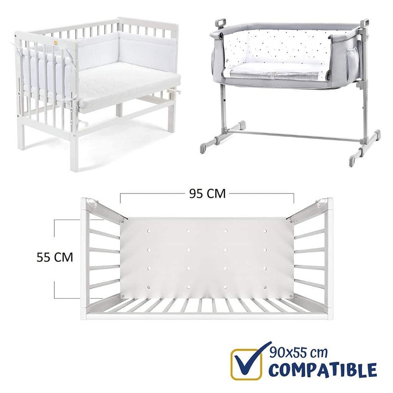 FlyIdeas Fitted Sheet for Bedside Cot 90 x 55 cm,