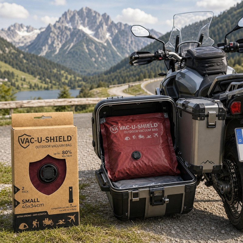Vac-U-Shield Set 2 Sacchetti Sottovuoto Viaggio Outdoor Rosso 45x34 cm