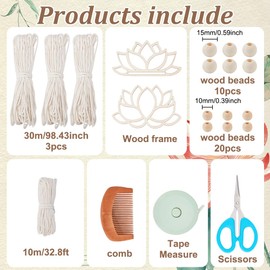 FREEBLOSS Set of 2 DIY Macrame Lotus Wall Hanging Set, Macrame Tapestry with Macrame Frame, Lotus Wall Hanging Decor for Living Room, Macrame Set for Beginners with Instructions