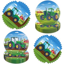 ACIYHN 40 Pcs Tractor Birthday Party Supplies Party Decorations Plates Napkins Forks for Birthday Party Decorations Supplies 20 guests