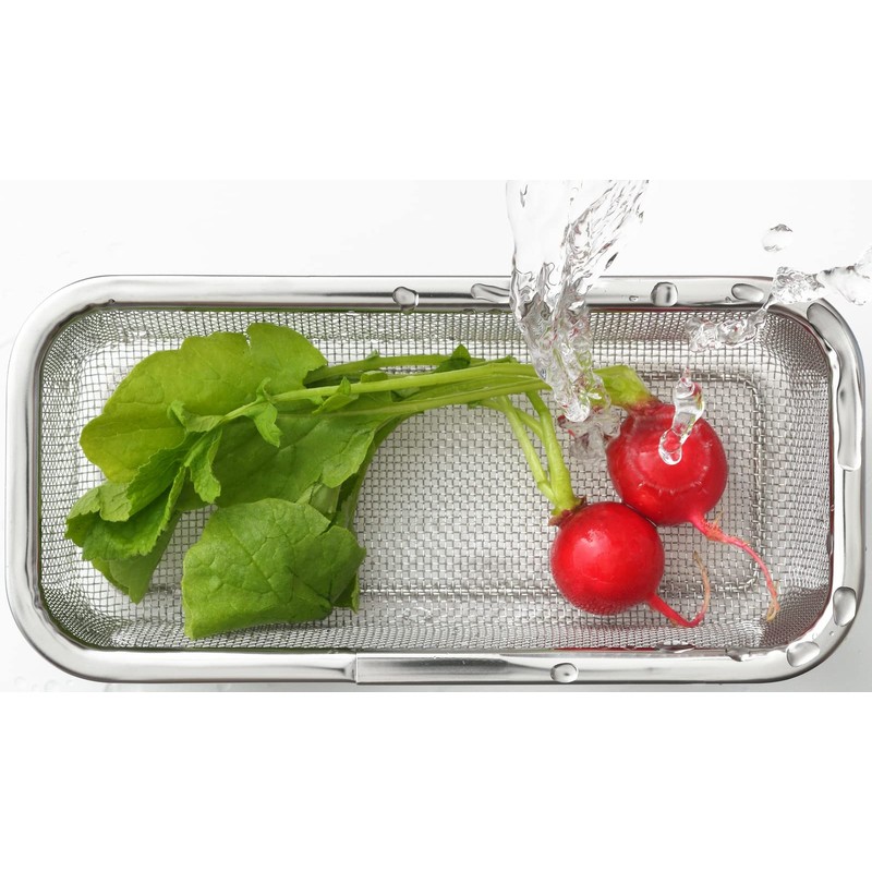 Yoshikawa YJ3364 Colander, Stainless Steel, Colander, Square, Vegetables, Length 8.1