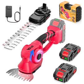 Cordless Hedge Trimmer, 2-in-1 Hedge Trimmer, Ultra Long Battery Life with Battery*2, high-Power and high-Capacity Grass Trimmer for Gardens, Yards and lawns, Including Charger