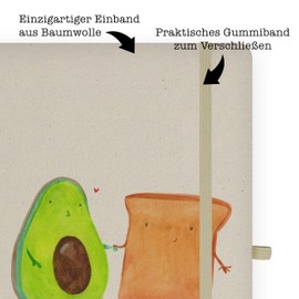 Mr. & Mrs. Panda Entry Book, Diary, DIN A4 Cotton Notebook Avocado + Toast – Transparent