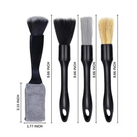 JUKOTA Set of 4 Car Cleaning Brush Set, Ultra Soft Car Detailing Brush, Wild Boar Car Dust Brush, Car Cleaning Set, Interior Cleaning Brush, Detailing Brush for Cleaning Indoor/Outdoor Use