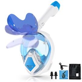 Devilfish Full Face Snorkel Mask XS-Latest Dry Top Breathing System with Detachable Camera Mount,Foldable 180 Degree Panoramic View Set,Scuba Diving Masks Anti-Leak & Anti-Fog