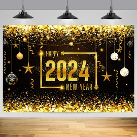 2024 Large Happy New Year Banner New Year Banner 2024, New Year's Eve Decoration 2024 New Year Background Banner, Happy New Year Background Banner for New Year Decoration, New Year's Eve Party,