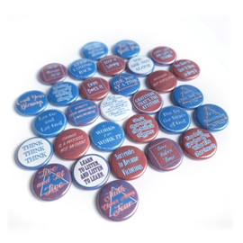 Recovery Buttons, Daily Affirmations for AA/NA (1” Pins, 30 Piece Set), Mini, Metal, no gemstone