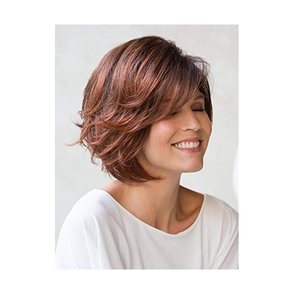 Dolce Wig Color Marble Brown - Noriko Wigs 7" Chin Length Voluminous Loose Wavy Layers Synthetic Average Capless Pelucas Bundle MaxWigs Hairloss Booklet