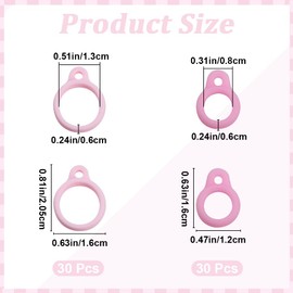 GORGECRAFT 1 Box 60PCS Anti-Lost Silicone Rubber Rings 2 Sizes Pink Holder Silicone Pendant Multipurpose Adjustable Cases 8/13mm Necklace Lanyard Replacement Carrying Kit for Key-Ring Pendant
