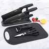 7-Piece Black Knife Set with Stand，Professional Kitchen Knife Set with