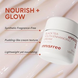 innisfree Crema para jóvenes con crema hidratante facial de ácido hialurónico de té negro