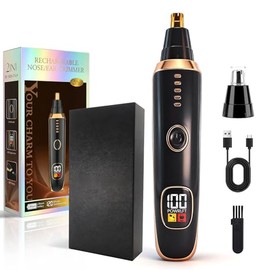 Nose & Ear Hair Trimmer with LED Display for Men and Women, 2026 USB Rechargeable Facial Trimmer Clipper for Easy Cleansing, Portable Painless Grooming Kit,Gift Box Included