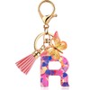 [Looking] Women Keychain Cute Fashion Alphabet Key Ring Pink Initial