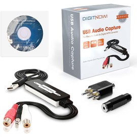 DigitPro USB 2.0 Audio Capture Card for Vinyl Records, Audio Grabber for Cassette Tapes to Digital MP3 Converter with Stereo RCA/3.5mm Music Interface, Support Mac & Windows 7/8/10/XP/Vista
