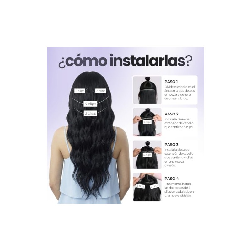 GAIBMAX - Extensiones de Cabello Sintético Ondulado con Clips, Fibra
