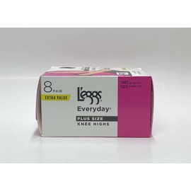 L'eggs Everyday Plus Size Knee Highs 8 Pair One Size Jet Black Sheer Toe 43252