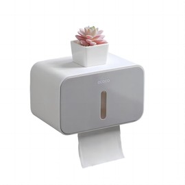 Outdoor Waterproof Toilet Paper Holder for Bathroom - Pet Proof Plastic TP Tissue Holder Dispenser Full Cover Adhesive Mounted, for RV Boat Toilet Paper Roll