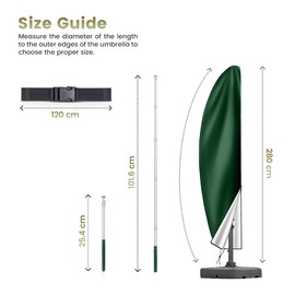 FLATRO Parasol Covers Cantilever Banana Umbrella Parasol Cover - Waterproof, Windproof with Drawstring, Full Zip and Storage Bag - 420d Oxford with UV Protection for Garden & Outdoors - Green