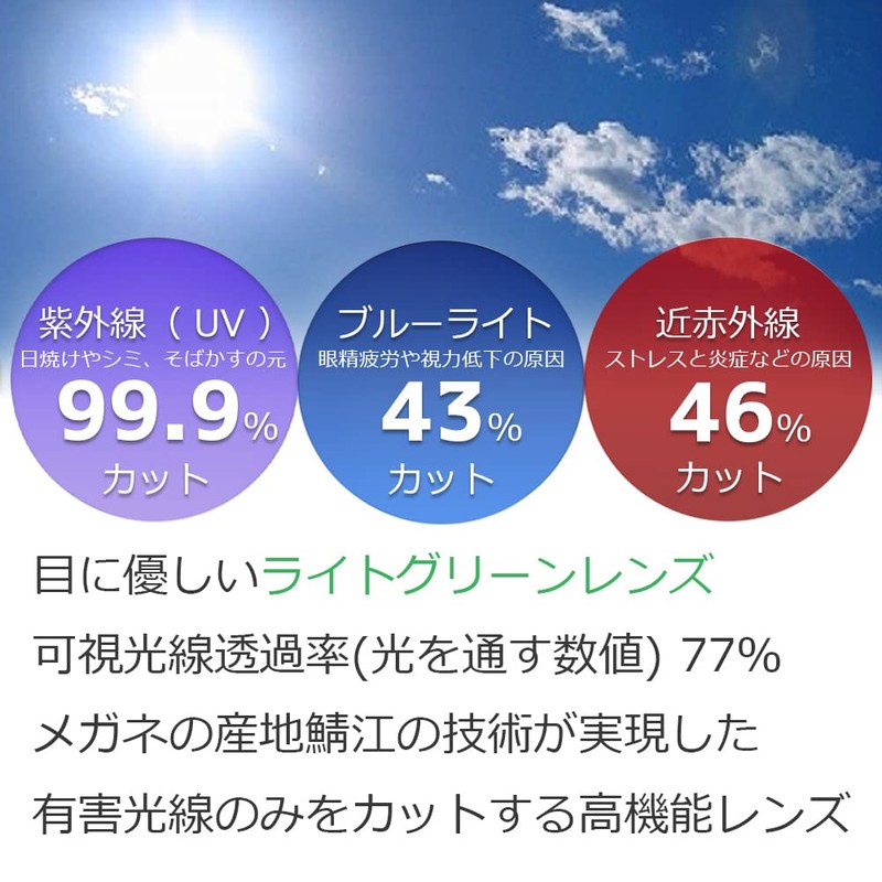 eight tokyo IRUV1000-1 Sunglasses, Blue Light Reduction Glasses, UV Protection,