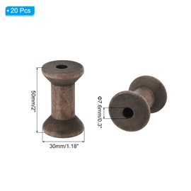 PATIKIL Wooden Empty Spools 2" x 1.4", 20Pcs Unfinished Wood Sewing Thread Spool Natural Wire Weaving Bobbins for Crafts Embroidery, Dark Brown