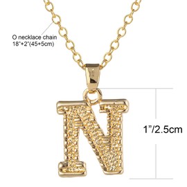 SAELACY Initial Necklace for Women Men 14K Gold Plated 26 Letters Name Pendant Necklace (N)