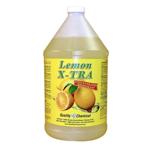 Lemon X-tra concentrated deodorizer and odor eliminator with pleasant lemon scent.-1 gallon (128 oz.)