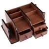 Flexzion Wooden Desk Organizer w/Drawers - Classic Wood Office Supplies