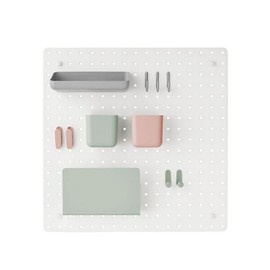 Peg-board Wall Organizer Set – 12-Piece Storage Panel with Accessories for Office, Bedroom, or Garage Organization (White)