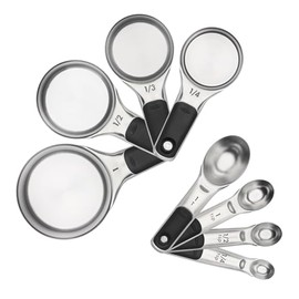 Oxo 11180500 Juego Tazas Cucharas Medidoras Acero, Multicolor, 8 Piezas