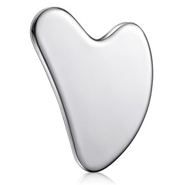 Nuanchu Herramientas Faciales Gua Sha de Acero Inoxidable Herramienta Guasha para Cara Herramienta de Belleza Guasha de Masaje al Corazón Apretar Piel de Metal con Bolsa de Viaje