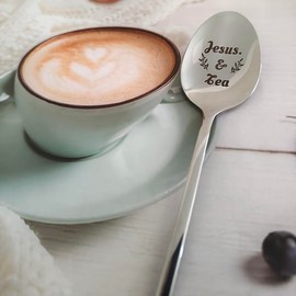 RFTWXHPN Jesus and Tea Spoon Gifts for Women Men Jesus Tea Lovers Gift for Grandma Dad Christian Gifts for Friend Daughter Christmas Birthday Gift for Husband Aunt Tea jesus Gift Spoons