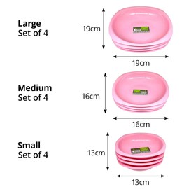 ECO 4 Pc Unbreakable Deep 19 x 19 cm Pink Round Plastic Plates | Large High Edge Kids Plates | Stackable Plastic Plate Reusable for Birthdays, Picnic, BBQ & Parties (Pink, Large)