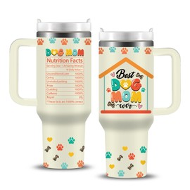 Uibunoo Dog Mom Gifts for Women, Stainless Steel 40 Oz Dog Mom Tumbler with Handle and Straw, Dog Mom Cup for Dog Lovers, Christmas, Birthday Gifts for Dog Mom, Dog Mom Gift Ideas