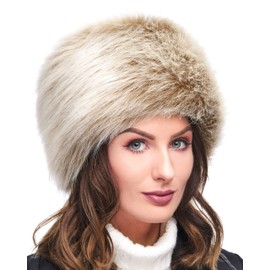 Futrzane Classic Cossack Hat - Faux Fur Hats for Women - Warm Furry Russian Hat (S, Light Brown Classic)