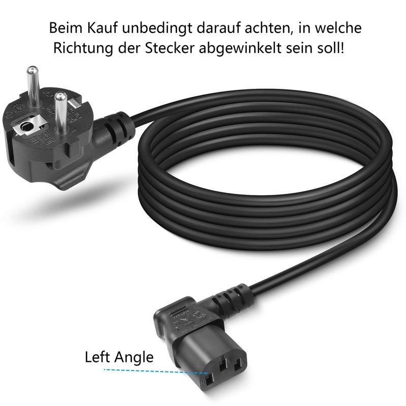 GELRHONR 1.5 m 3-pin IEC cable, 90 degree CEE 7/7