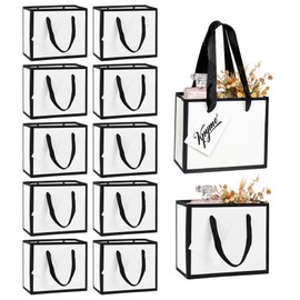 12 Pack Mini Gift Bags with Handles & Gift Tags, Extra Small White Gift Bags Party Favour Bags for Birthday, Wedding, Baby Shower