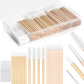 230 Pcs Brow Lamination Supplies with Plastic Box Wooden Micro Eyebrow Brush Spoolies Disposable Lip Applicators Eyelash Brush Mascara Wands Micro Swabs Brow Lamination Kit for DIY Eyelash Lift