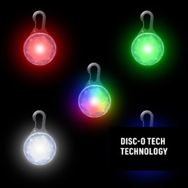 Nite Ize SpotLit Rechargeable Collar Light - Carabiner Disco Light for Dog Collars - Rechargeable Light with Stainless Steel Keychain - Dog Collar Light for Safety - Disc-O Tech Jewel