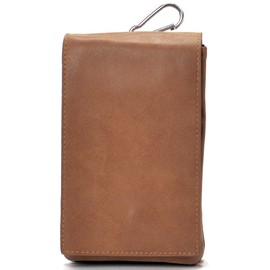 [A4-3] 2-Way Men's Smartphone Pouch, Waist Pouch, Hip Bag, Includes Carabiner, VINT-FLP, e003(LT/BROWN)