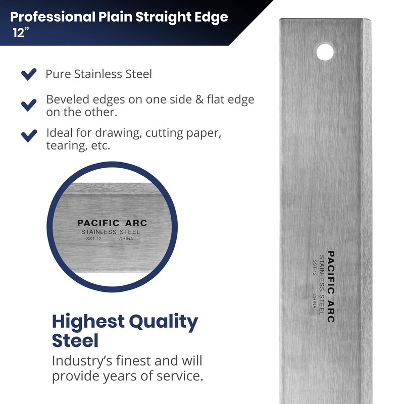 Pacific Arc 12" Straight Edge Stainless Steel 0.09" Thick Steel,
