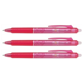 Pilot FriXion Clicker 05 Erasable Retractable Rollerball Pens Pink Ink - 0.5mm tip - Pack of 3 - Supplied Loose