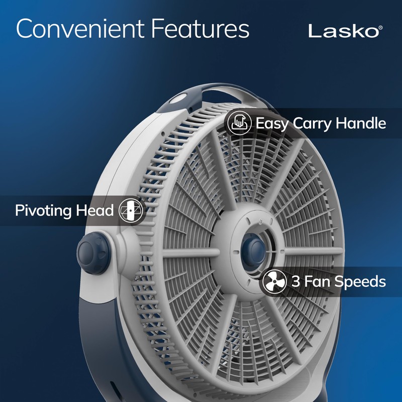 Lasko Wind Machine Fan, Air Circulator Fan with 3 Speeds,